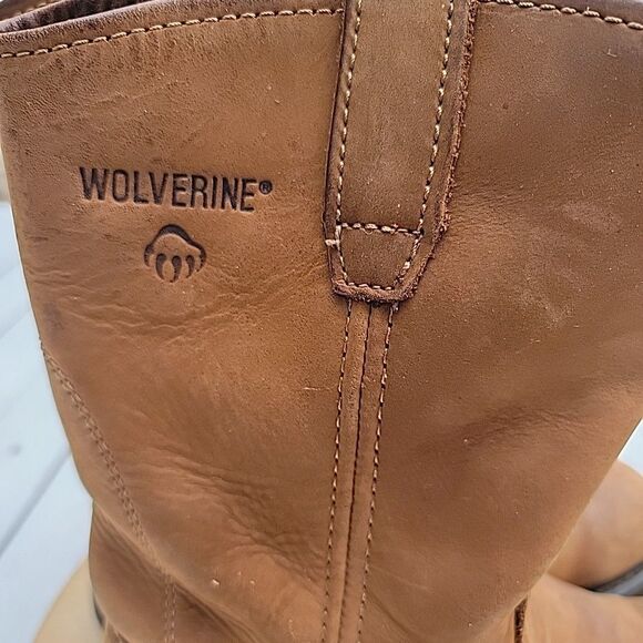 Wolverine Boots Mens Steel Toe Brown Leather Size 10.5 M Pull On Work W04727 main image 5